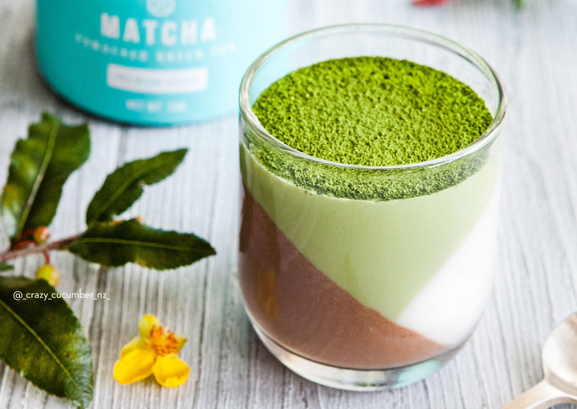 Crazy Cucumber's Tri-Layer Vegan Matcha Panna Cotta