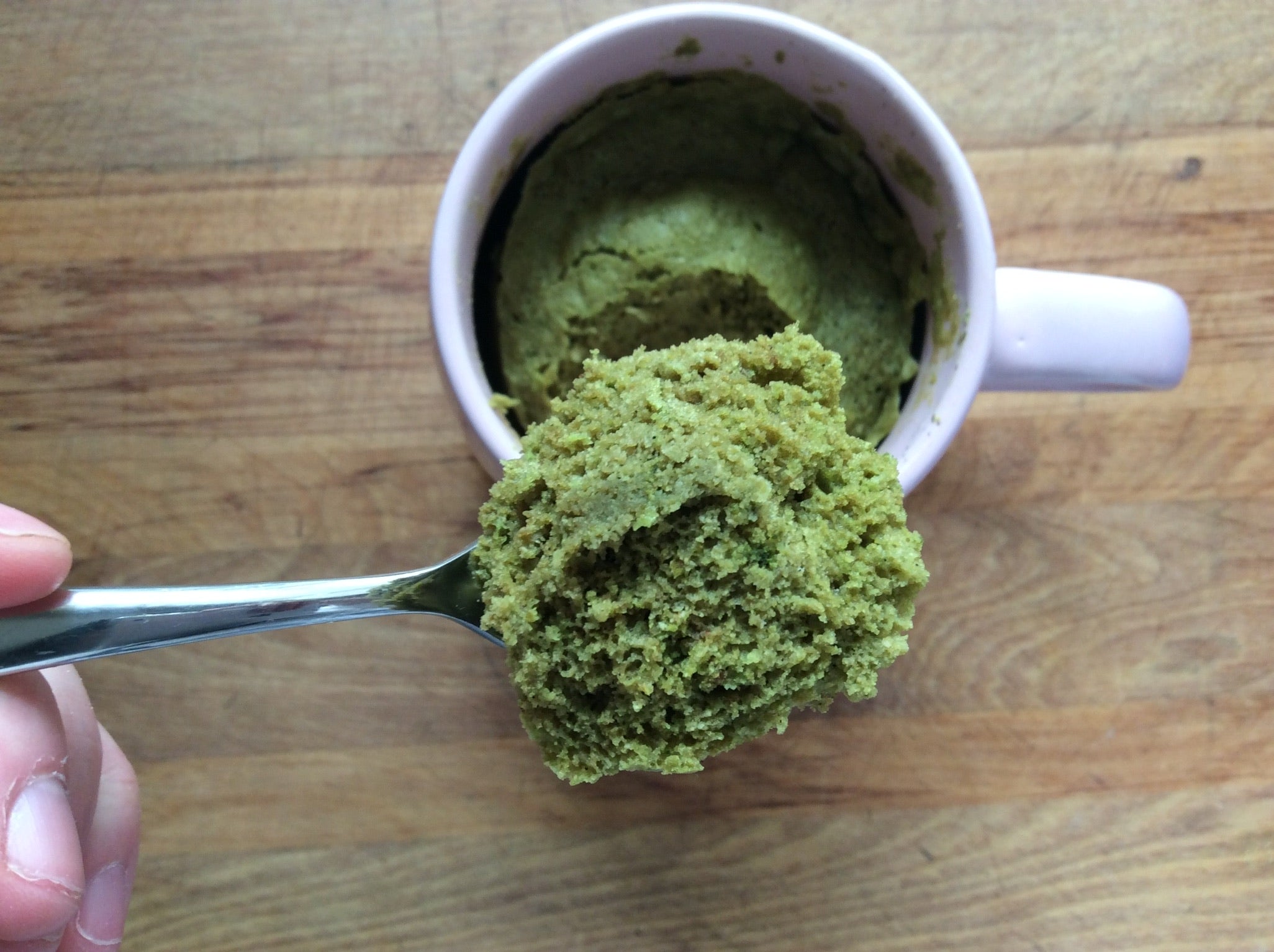 Coconut Flour Matcha Mug Cake (lower carb + dairy free)