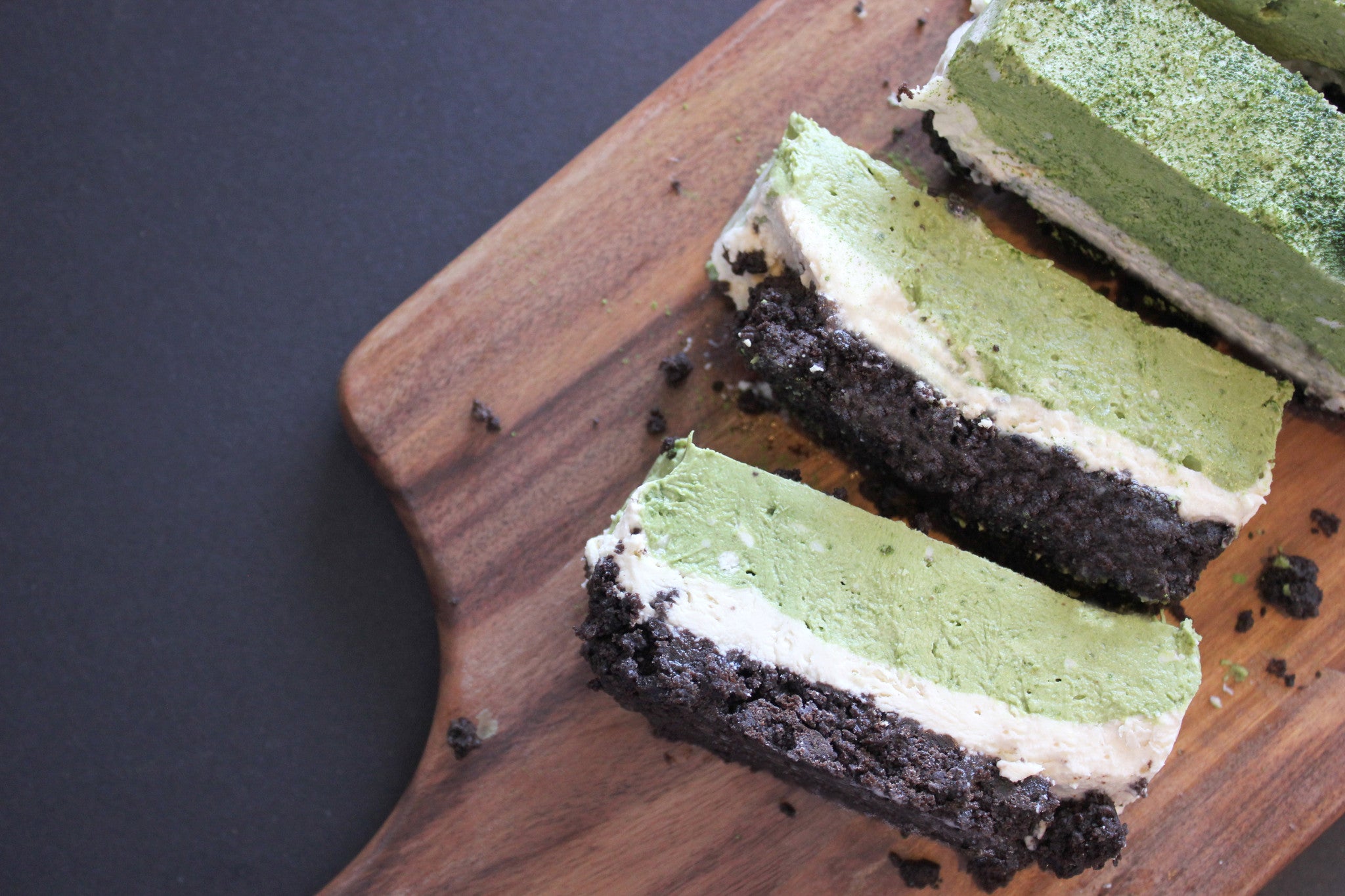 Layered Matcha Cheesecake Slices