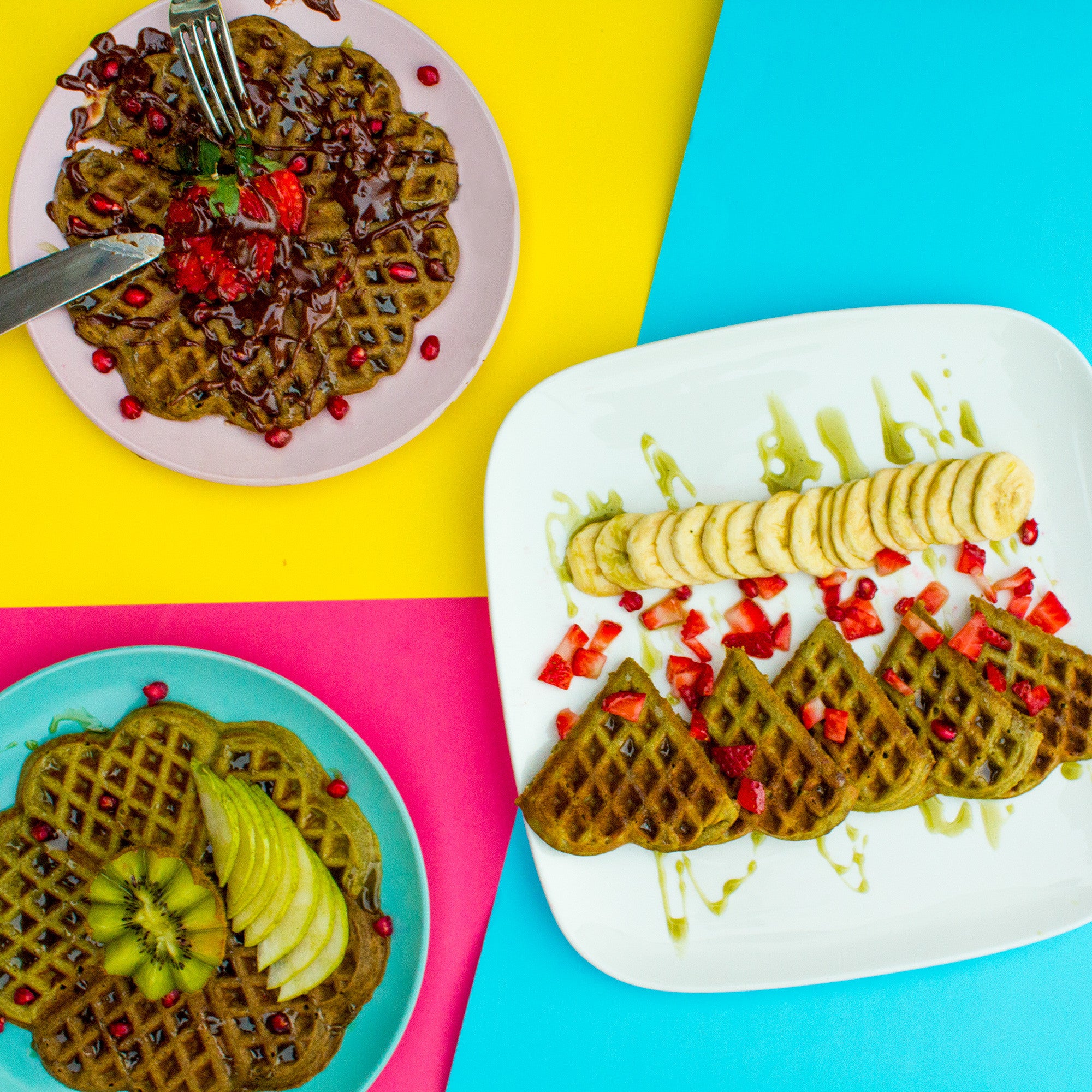Chocolate & Matcha Oat Waffles (Gluten Free)