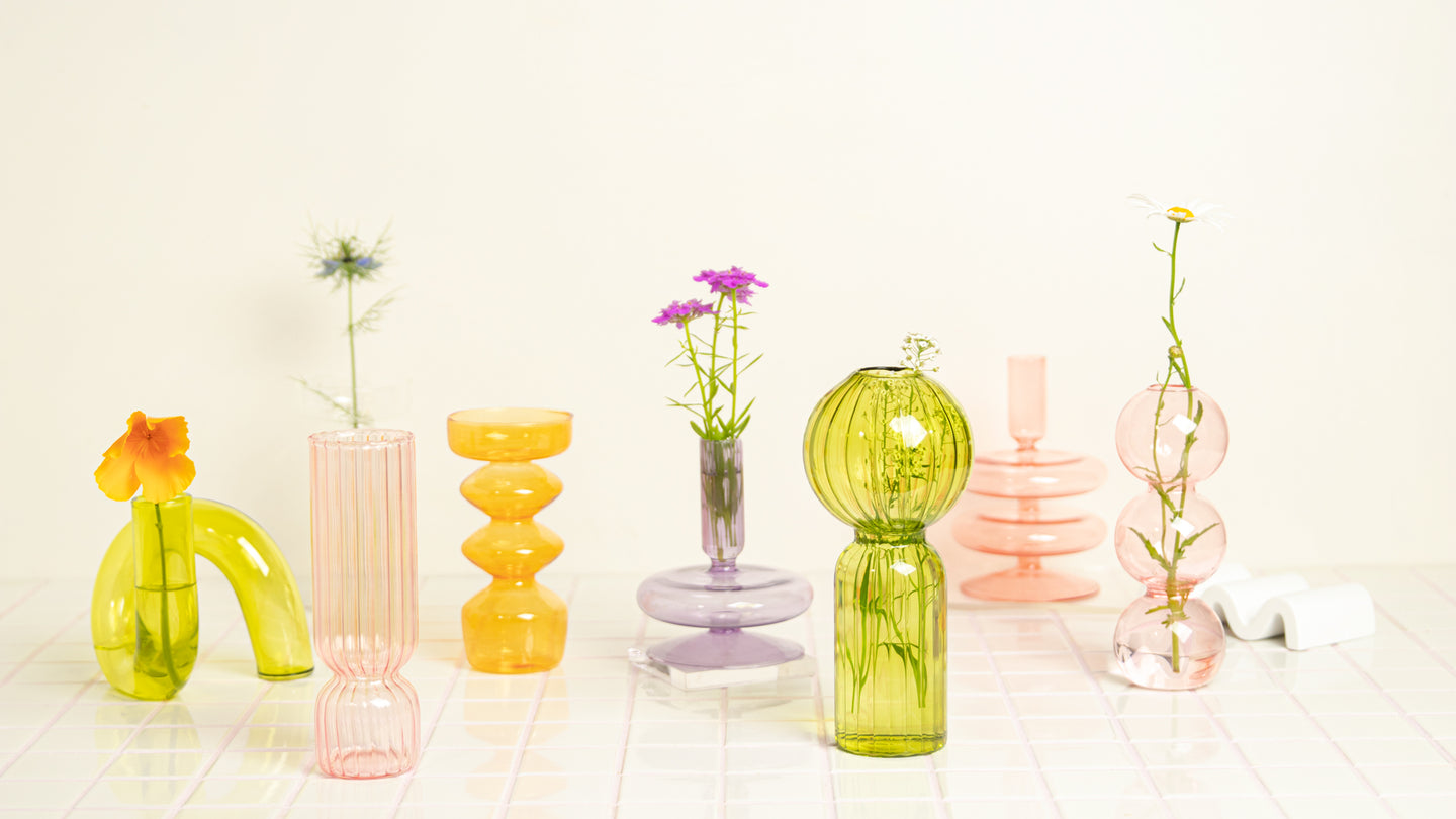 glass vase range homeware nordic style pink green plants