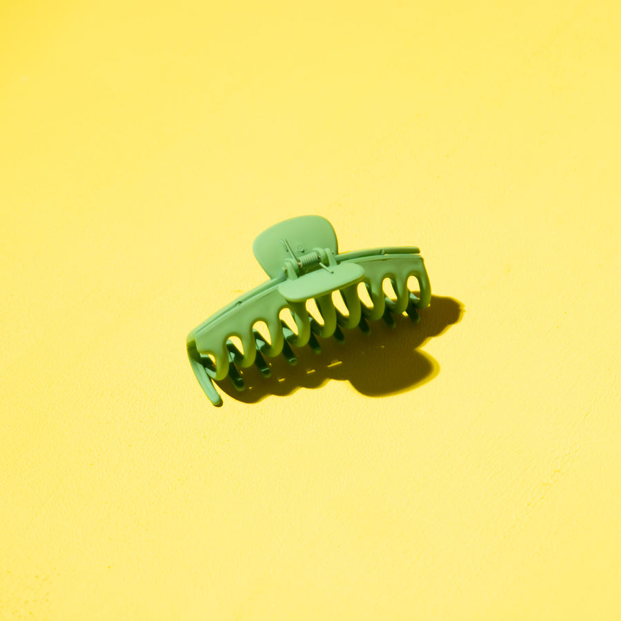 matte green hair claw clip